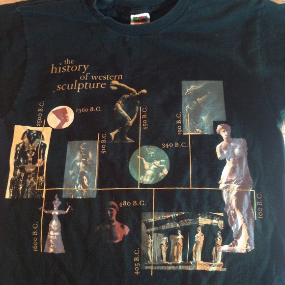 WILDWOOD PRODUCTIONS T-Shirt The History of Western Sculpture 90s Vintage - Picture 3 of 12